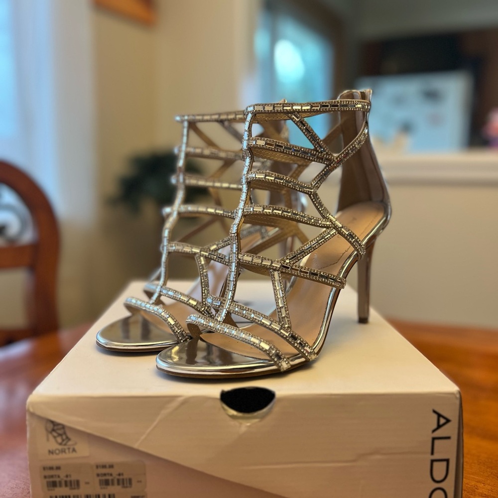 Aldo Women's Silver Strappy Heels